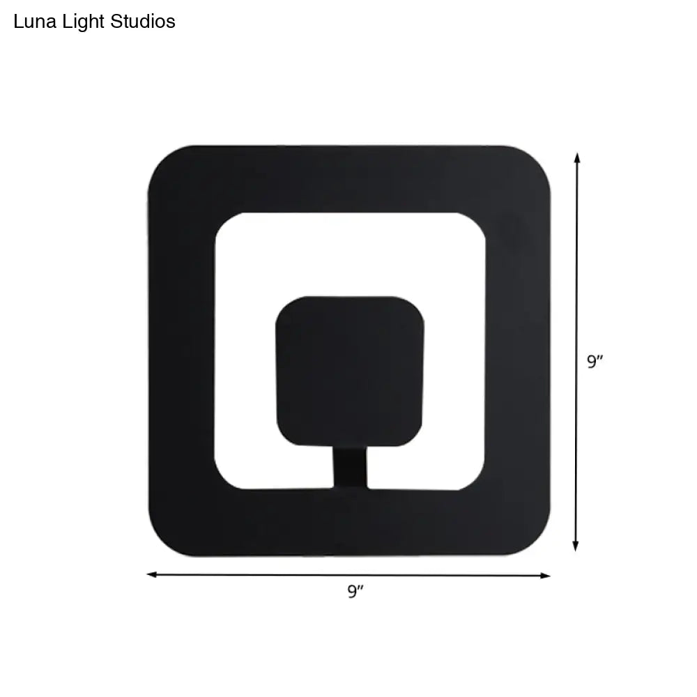 DecorBites™ DecorBites™ Minimalist Square LED Bedroom Wall Sconce - 7"/9" Wide Iron Fixture with Black Finish