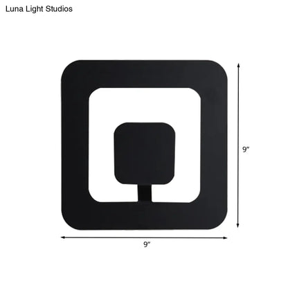 DecorBites™ DecorBites™ Minimalist Square LED Bedroom Wall Sconce - 7"/9" Wide Iron Fixture with Black Finish