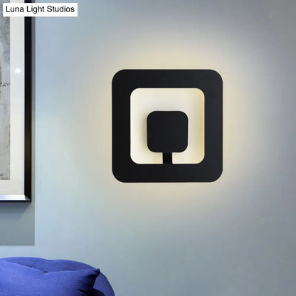 DecorBites™ DecorBites™ Minimalist Square LED Bedroom Wall Sconce - 7"/9" Wide Iron Fixture with Black Finish