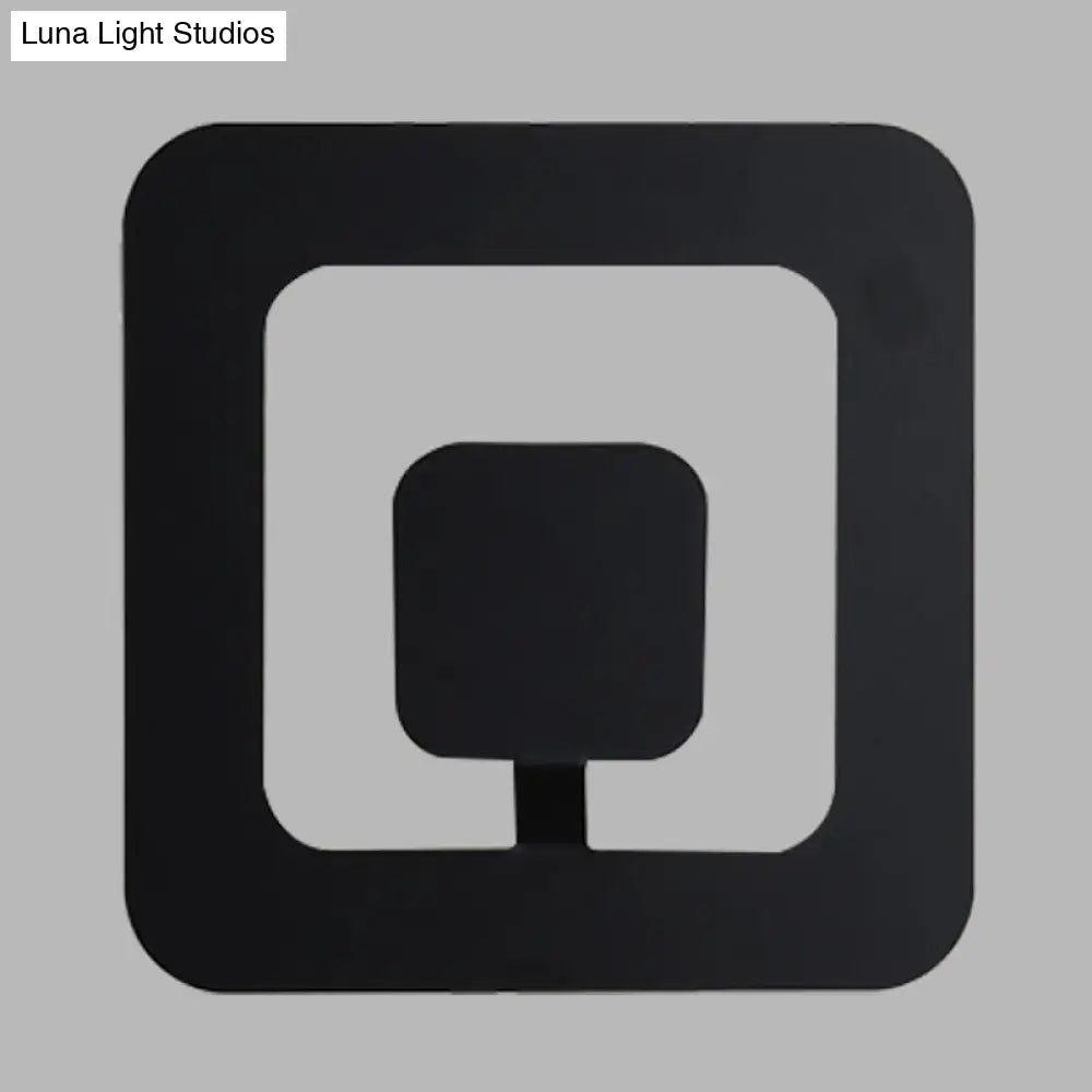 DecorBites™ DecorBites™ Minimalist Square LED Bedroom Wall Sconce - 7"/9" Wide Iron Fixture with Black Finish