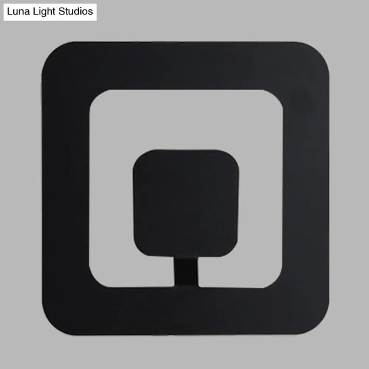 DecorBites™ DecorBites™ Minimalist Square LED Bedroom Wall Sconce - 7"/9" Wide Iron Fixture with Black Finish
