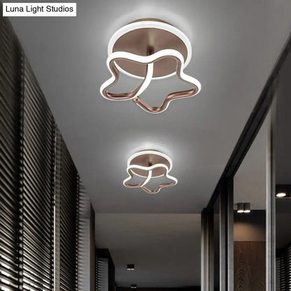 DecorBites™ DecorBites™ Minimalist Star Acrylic Ceiling Light in White/Gold/Coffee LED - Warm/White Hallway Flush Mount Lamp