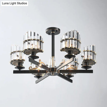 DecorBites™ DecorBites™ Minimalist Starburst Ceiling Flush 6-Head K9 Crystal Semi Flush Mount Light in Black