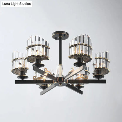 DecorBites™ DecorBites™ Minimalist Starburst Ceiling Flush 6-Head K9 Crystal Semi Flush Mount Light in Black