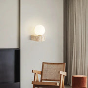 Minimalist wall lights with frosted glass lampshade on natural stone base for elegant bedroom decorbites glass lampshade wall