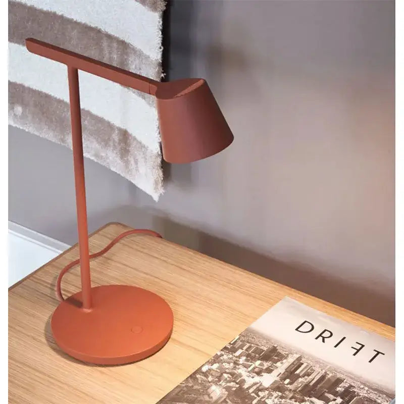 Minimalist terracotta desk lamp with adjustable nordic design and cylindrical shade for bedroom lighting decorbites adjustable nordic desk