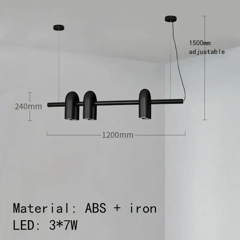 Black minimalist cirkus tube wall sconce with three cylindrical led lamps made of abs and iron for bedroom reading light