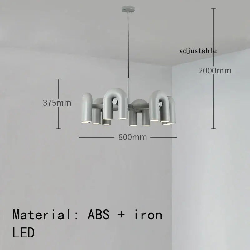 Modern gray u-shaped cirkus tube wall sconce made of abs and iron with led lighting for minimalist bedroom reading light
