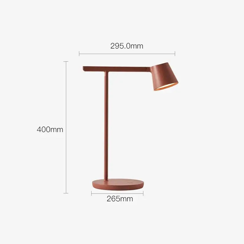 Minimalist terracotta dimmable desk light table lamp with a sleek copper-toned design and adjustable conical shade