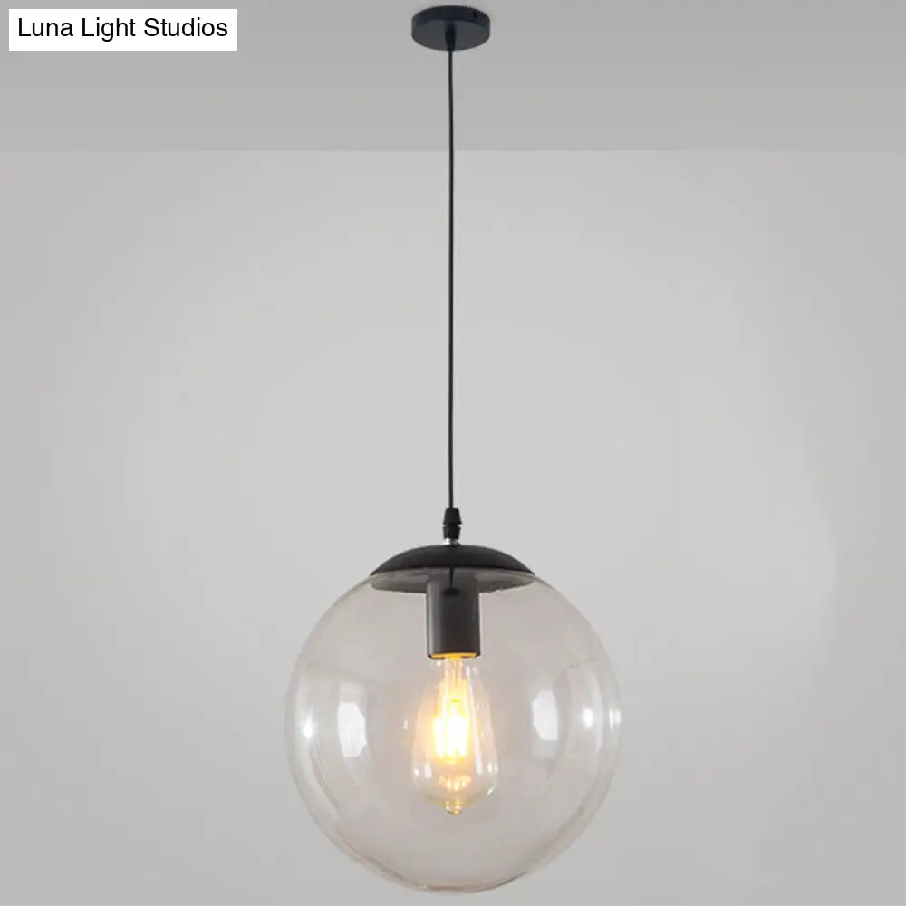 Minimalist Transparent Glass Ball Pendant Light with 39" Hanging Wire