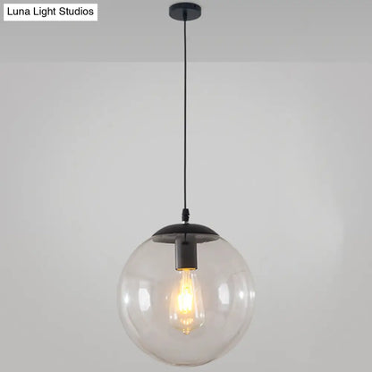 Minimalist Transparent Glass Ball Pendant Light with 39" Hanging Wire