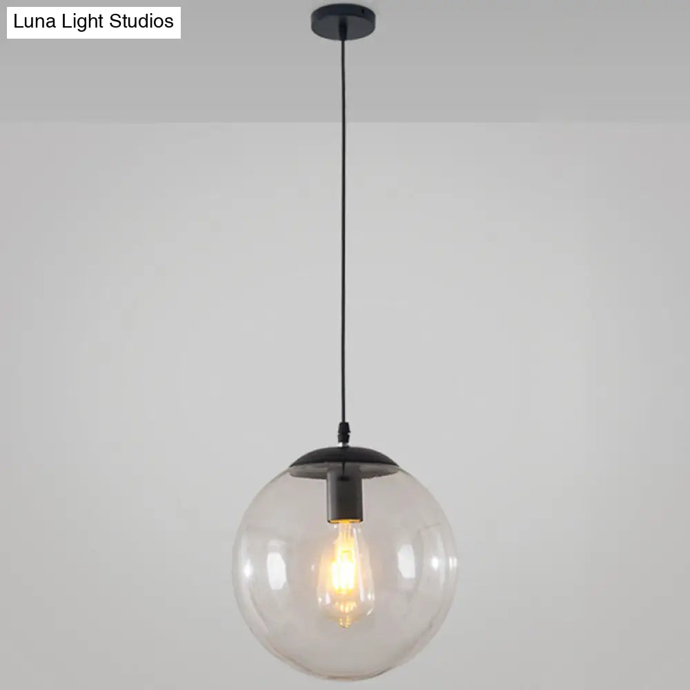 Minimalist Transparent Glass Ball Pendant Light with 39" Hanging Wire