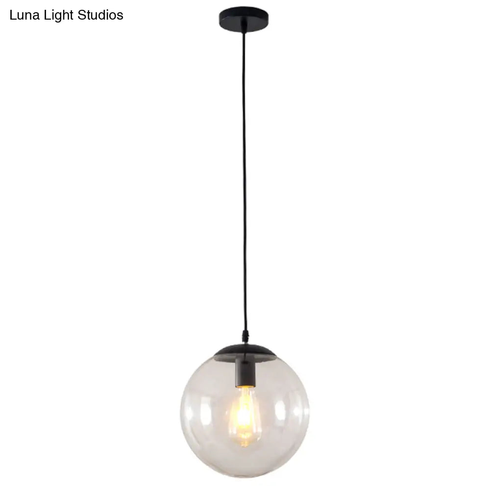 Minimalist Transparent Glass Ball Pendant Light with 39" Hanging Wire