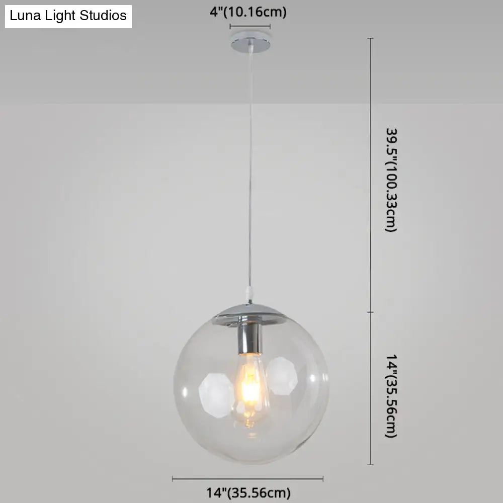 Minimalist Transparent Glass Ball Pendant Light with 39" Hanging Wire