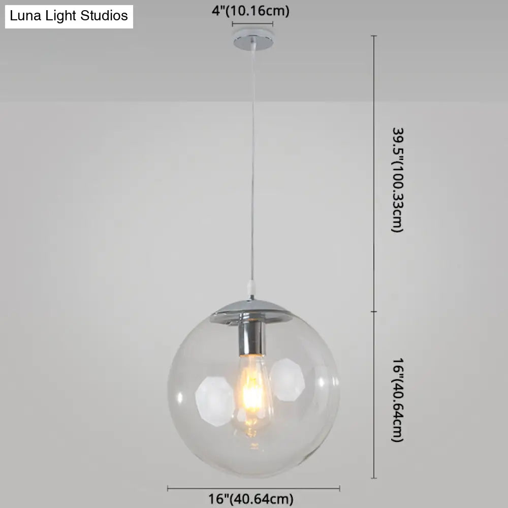 Minimalist Transparent Glass Ball Pendant Light with 39" Hanging Wire