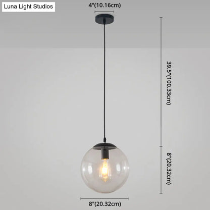 Minimalist Transparent Glass Ball Pendant Light with 39" Hanging Wire