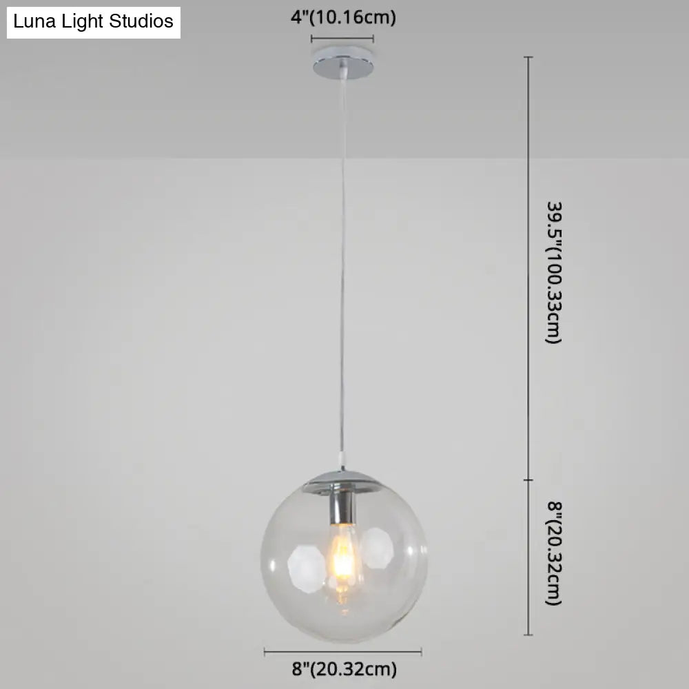 Minimalist Transparent Glass Ball Pendant Light with 39" Hanging Wire