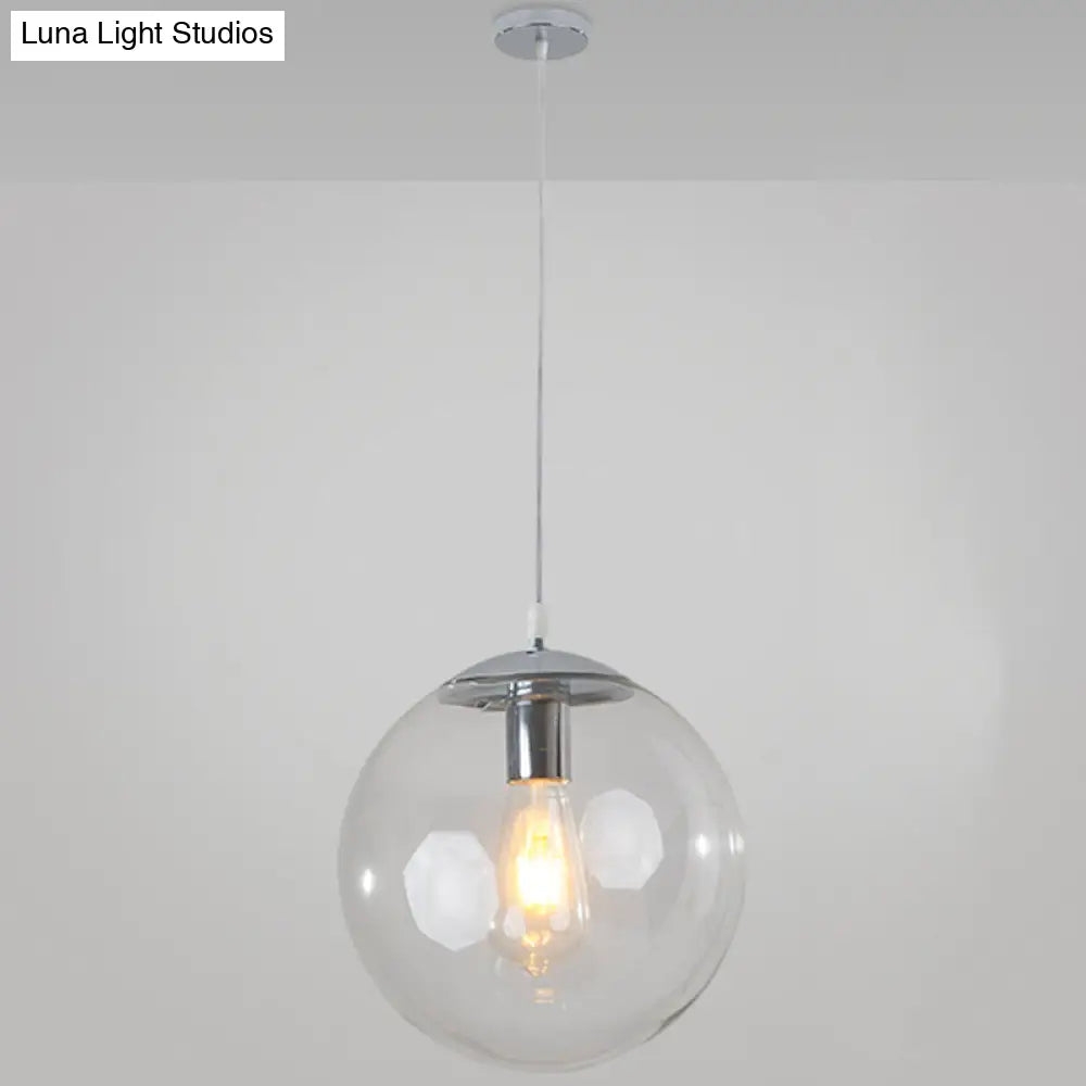 Minimalist Transparent Glass Ball Pendant Light with 39" Hanging Wire