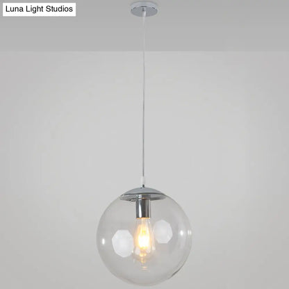 Minimalist Transparent Glass Ball Pendant Light with 39" Hanging Wire