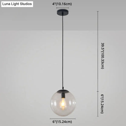 Minimalist Transparent Glass Ball Pendant Light with 39" Hanging Wire