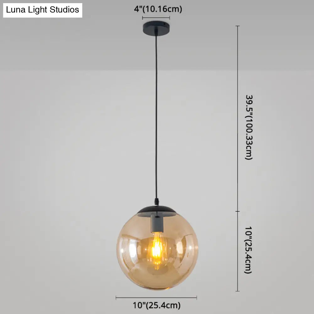 Minimalist Transparent Glass Ball Pendant Light with 39" Hanging Wire