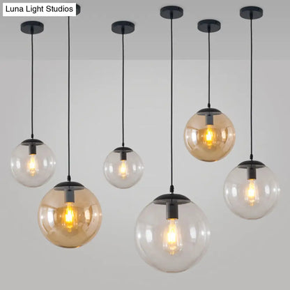 Minimalist Transparent Glass Ball Pendant Light with 39" Hanging Wire