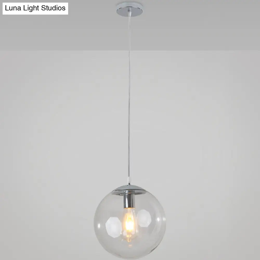 Minimalist Transparent Glass Ball Pendant Light with 39" Hanging Wire