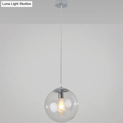 Minimalist Transparent Glass Ball Pendant Light with 39" Hanging Wire