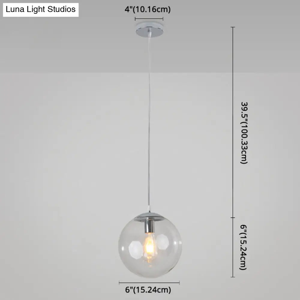 Minimalist Transparent Glass Ball Pendant Light with 39" Hanging Wire