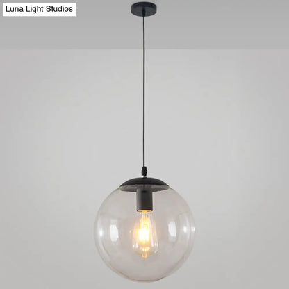 Minimalist Transparent Glass Ball Pendant Light with 39" Hanging Wire