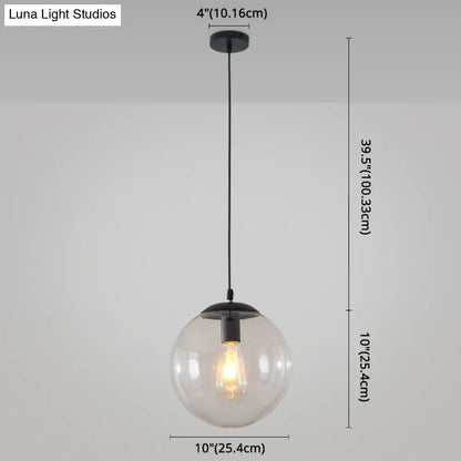 Minimalist Transparent Glass Ball Pendant Light with 39" Hanging Wire