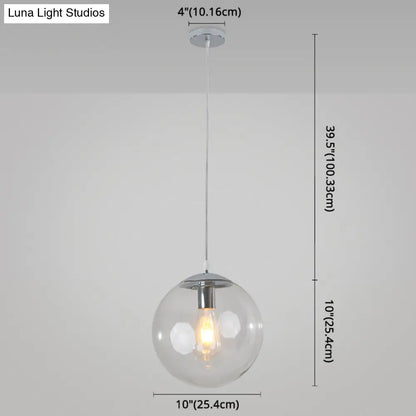 Minimalist Transparent Glass Ball Pendant Light with 39" Hanging Wire