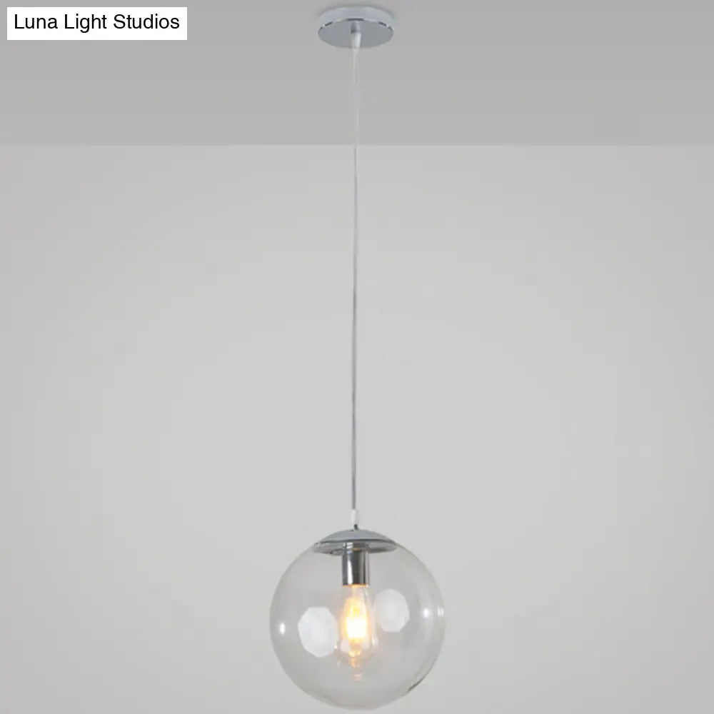 Minimalist Transparent Glass Ball Pendant Light with 39" Hanging Wire