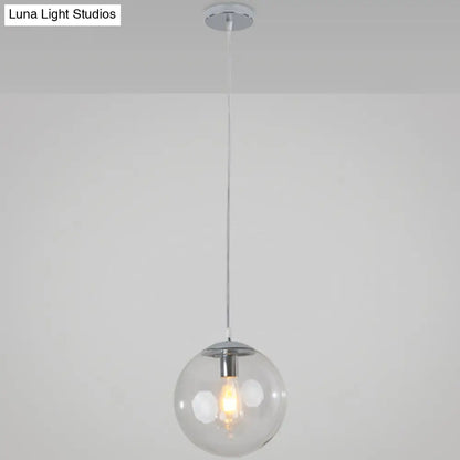 Minimalist Transparent Glass Ball Pendant Light with 39" Hanging Wire