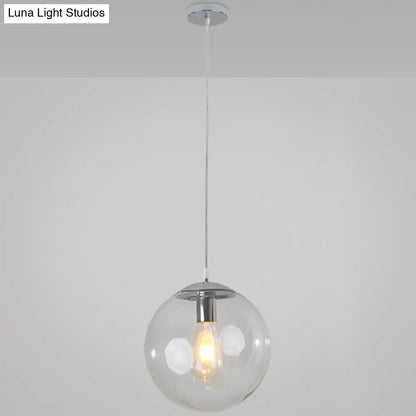 Minimalist Transparent Glass Ball Pendant Light with 39" Hanging Wire