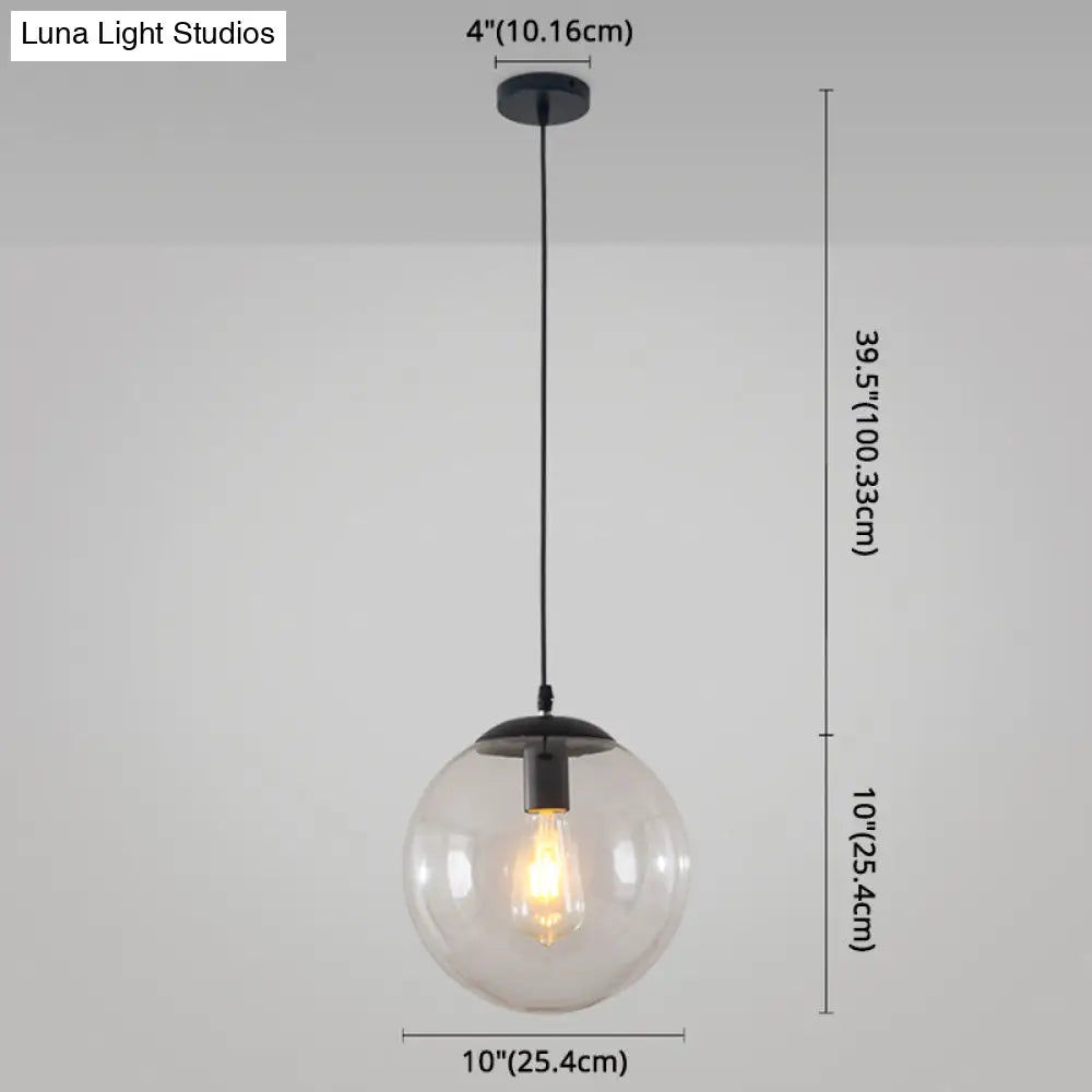 Minimalist Transparent Glass Ball Pendant Light with 39" Hanging Wire