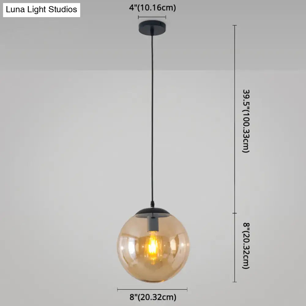 Minimalist Transparent Glass Ball Pendant Light with 39" Hanging Wire