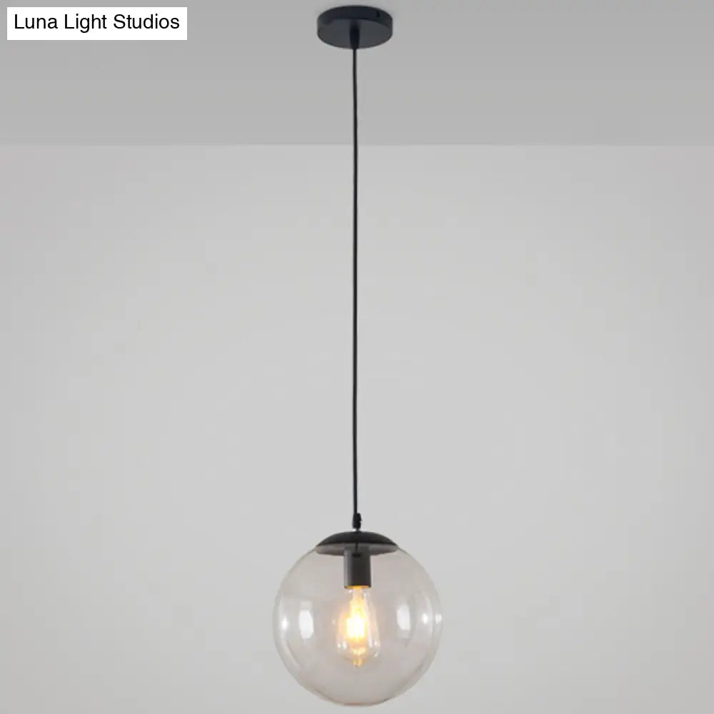 Minimalist Transparent Glass Ball Pendant Light with 39" Hanging Wire