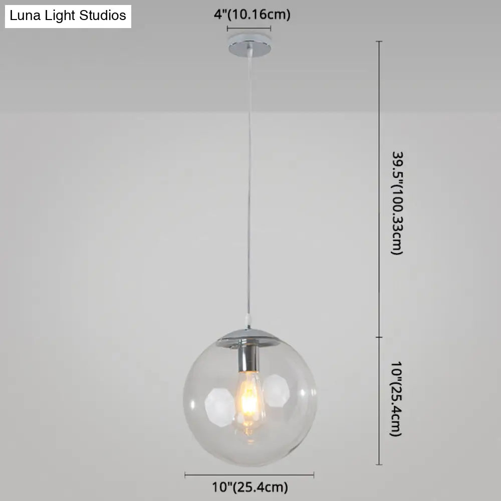 Minimalist Transparent Glass Ball Pendant Light with 39" Hanging Wire