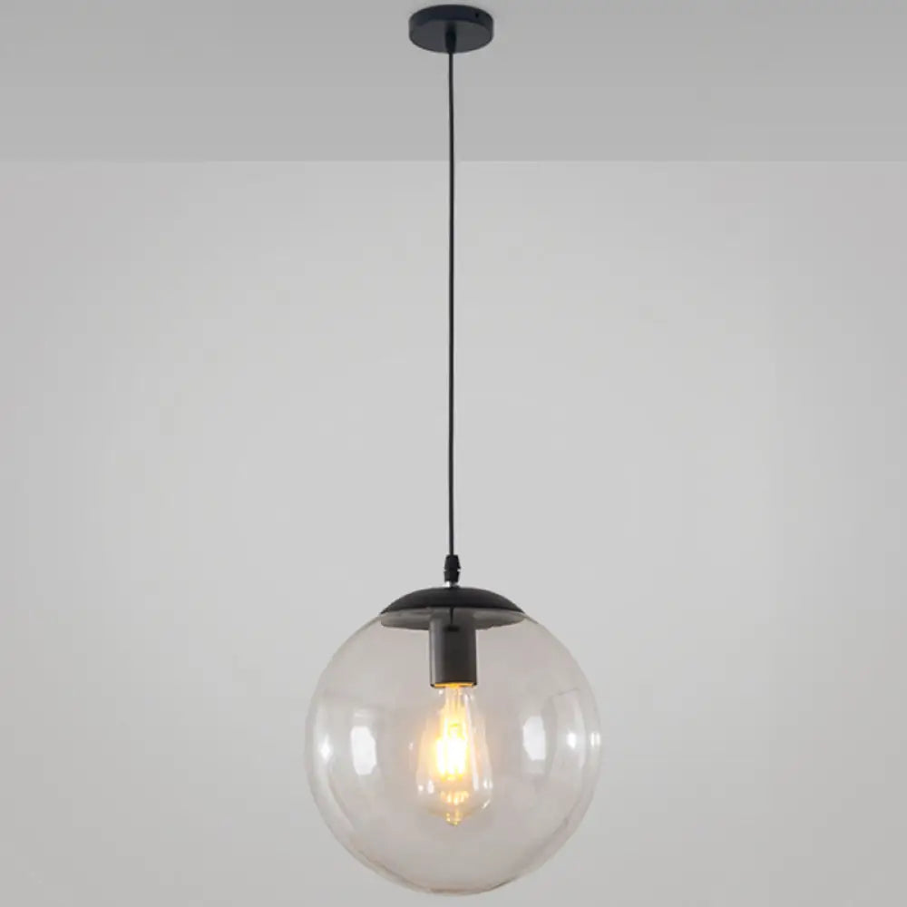 Minimalist Transparent Glass Ball Pendant Light with 39" Hanging Wire