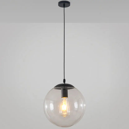 Minimalist Transparent Glass Ball Pendant Light with 39" Hanging Wire