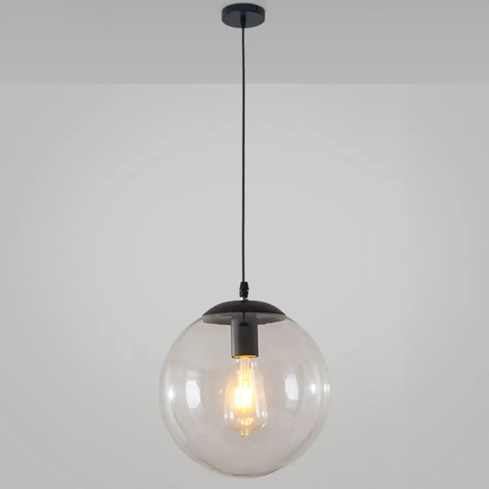 Minimalist Transparent Glass Ball Pendant Light with 39" Hanging Wire