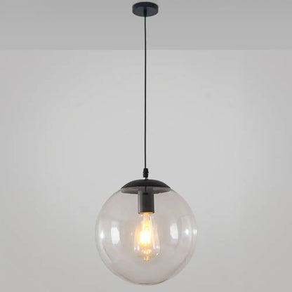 Minimalist Transparent Glass Ball Pendant Light with 39" Hanging Wire