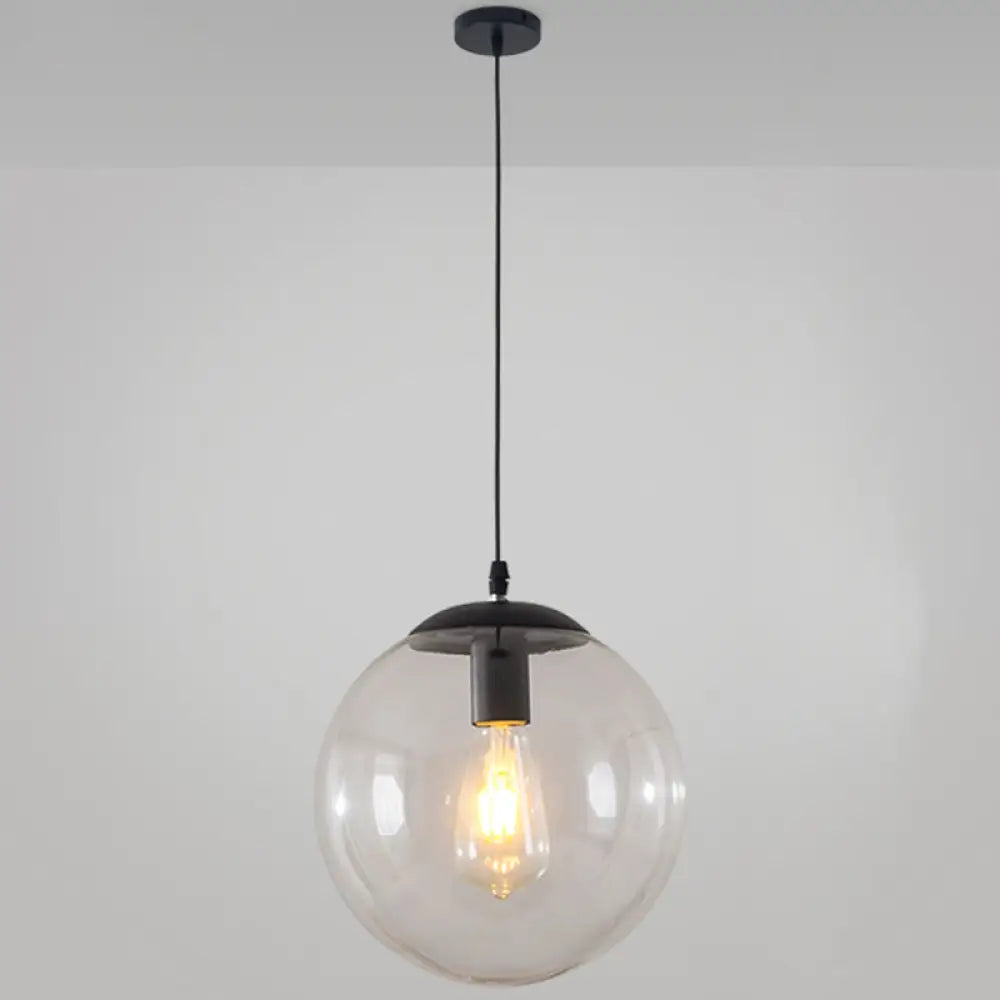 Minimalist Transparent Glass Ball Pendant Light with 39" Hanging Wire