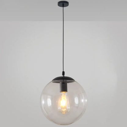 Minimalist Transparent Glass Ball Pendant Light with 39" Hanging Wire