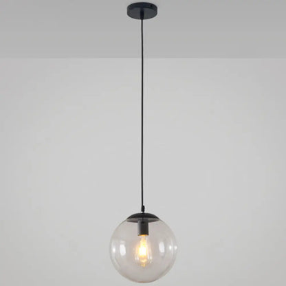 Minimalist Transparent Glass Ball Pendant Light with 39" Hanging Wire