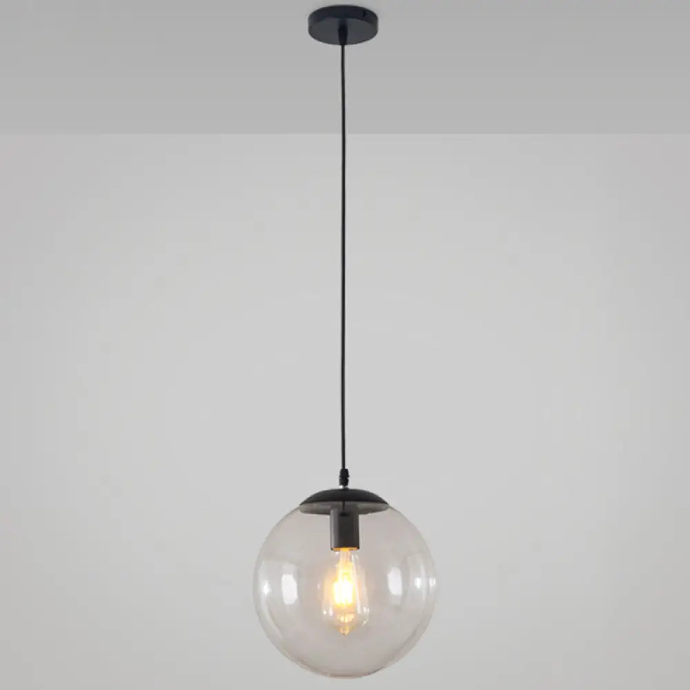 Minimalist Transparent Glass Ball Pendant Light with 39" Hanging Wire