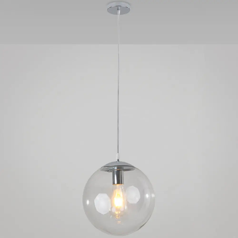 Minimalist Transparent Glass Ball Pendant Light with 39" Hanging Wire