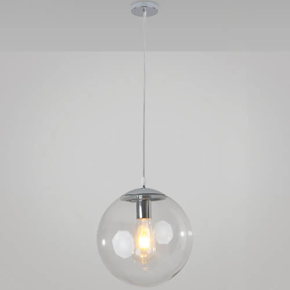 Minimalist Transparent Glass Ball Pendant Light with 39" Hanging Wire