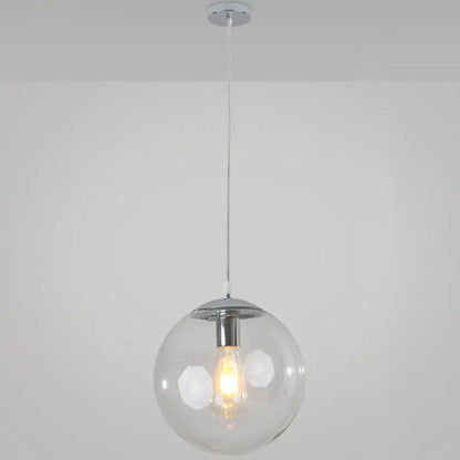 Minimalist Transparent Glass Ball Pendant Light with 39" Hanging Wire